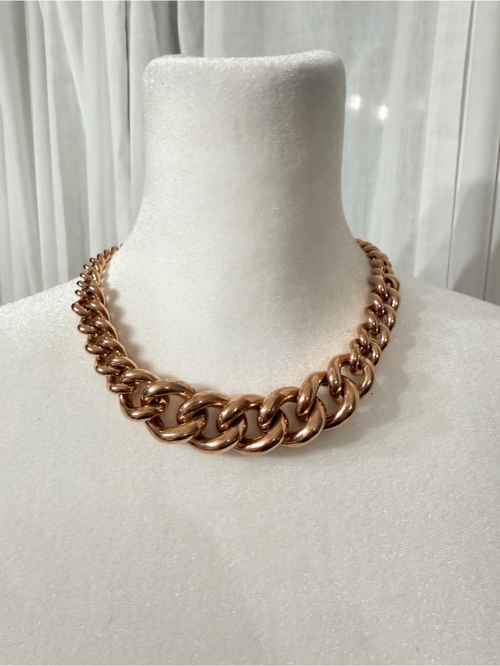 Milor Italy Bronze Rose Gold Tone Graduated Curb Chain Necklace 18" Signed